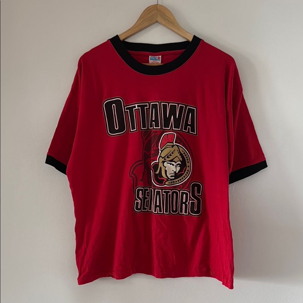 Vintage Ottawa Senators Ringer T-Shirt / XL / 90s / Single Stitch / NHL